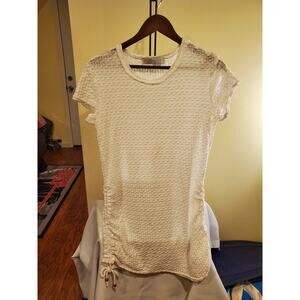 FREE PEOPLE Beach Ruched Mini T-Shirt Dress Women's Size Small White